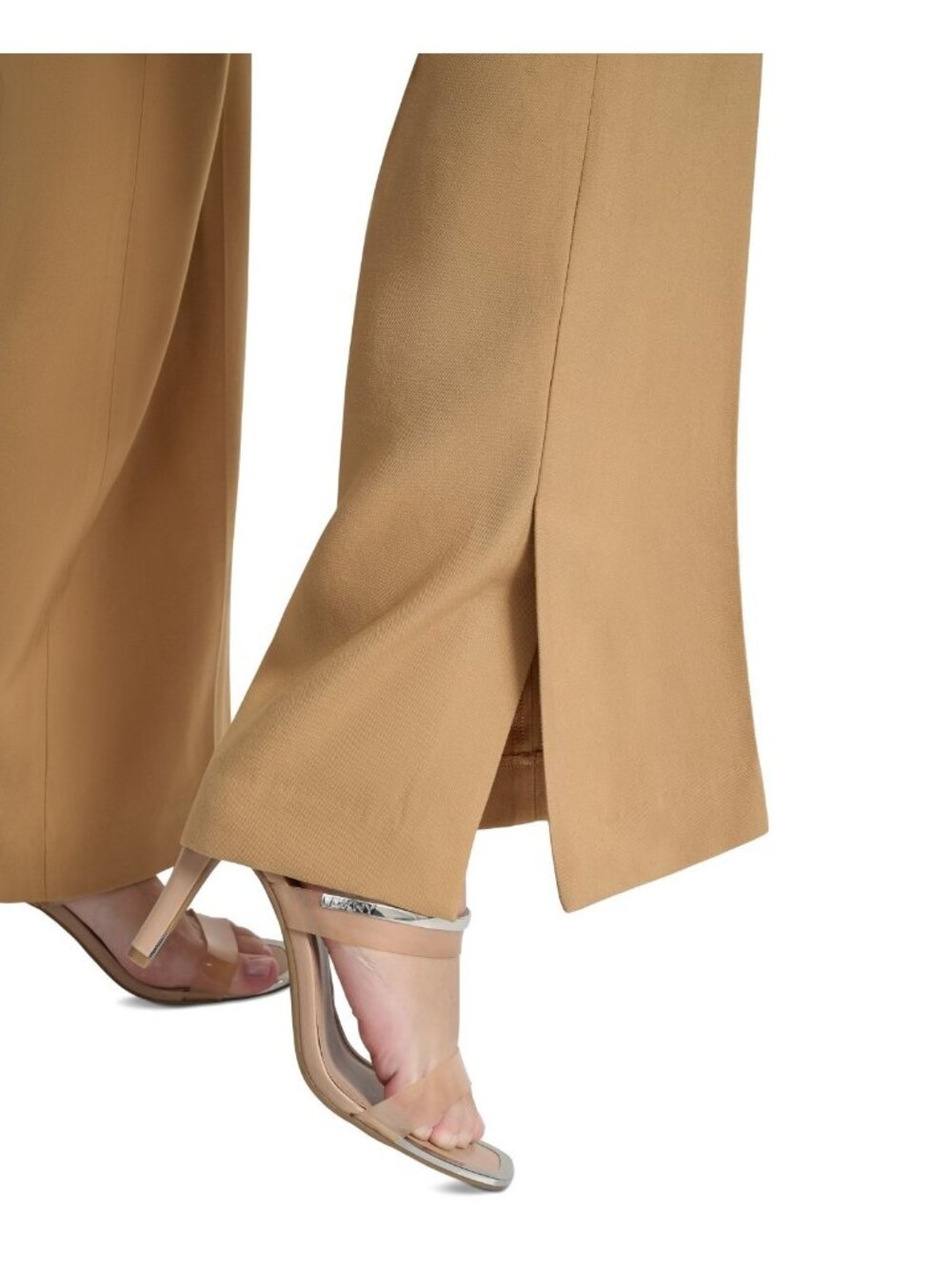 DKNY Petite High Rise Flare-Leg Dress Pants Rayon Light Brown Size 14P $99